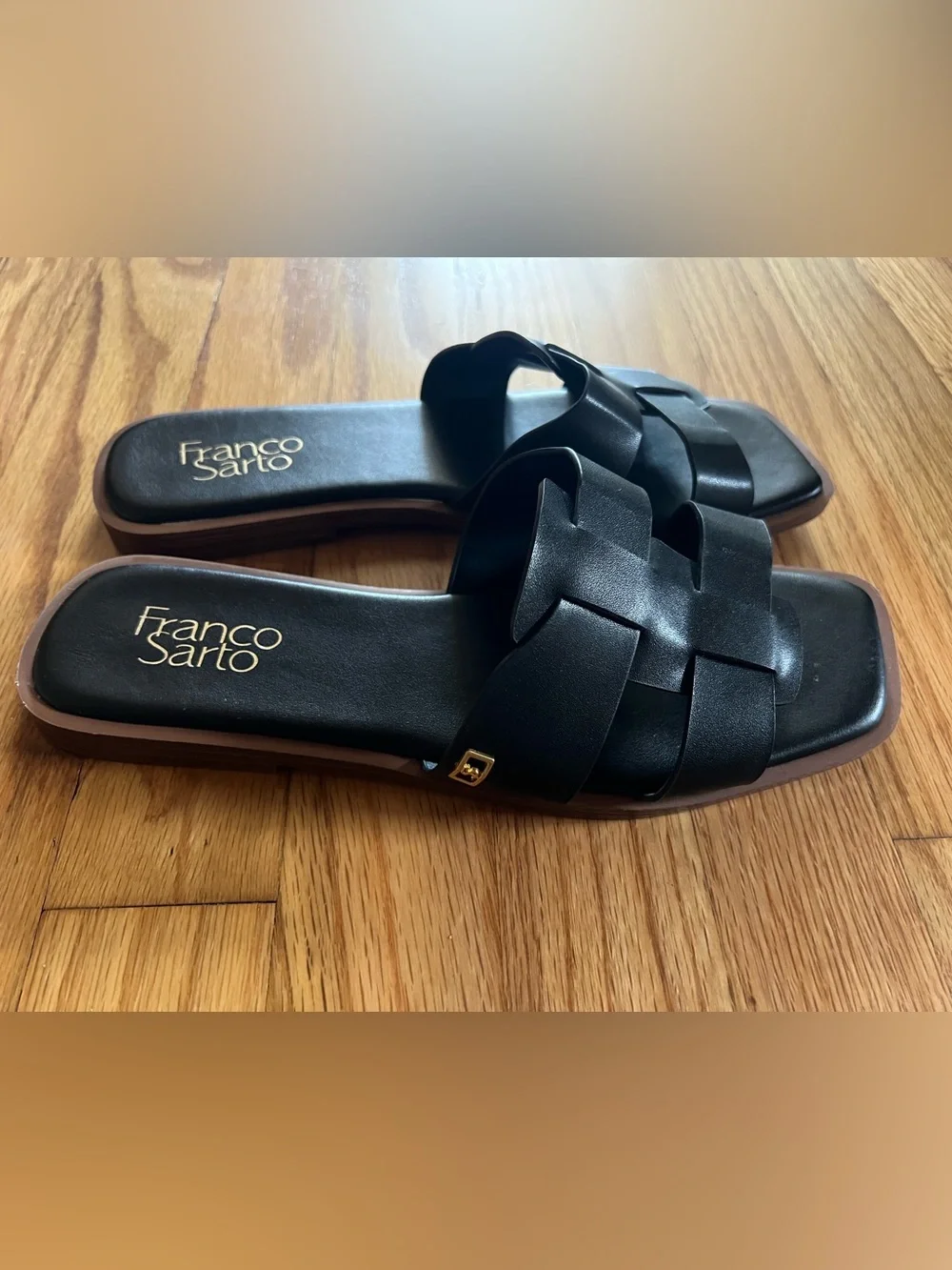Franco Sarto Black Leather Slide Mules - Picture 2 of 2
